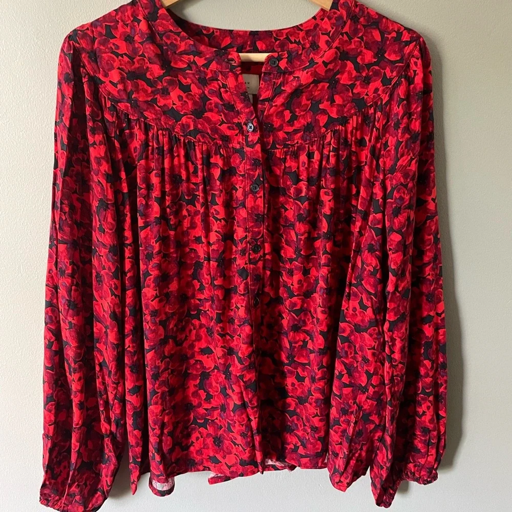 Red Floral Blouse - Picture 1 of 3